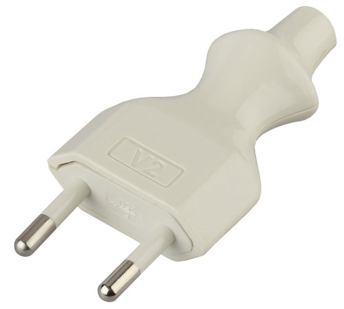 Вилка электрическая без заземления прямая ЭРА V2 10А белый картинка 